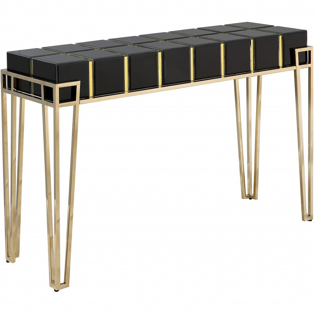 Gold and Black Sqaured Console Table Image 1