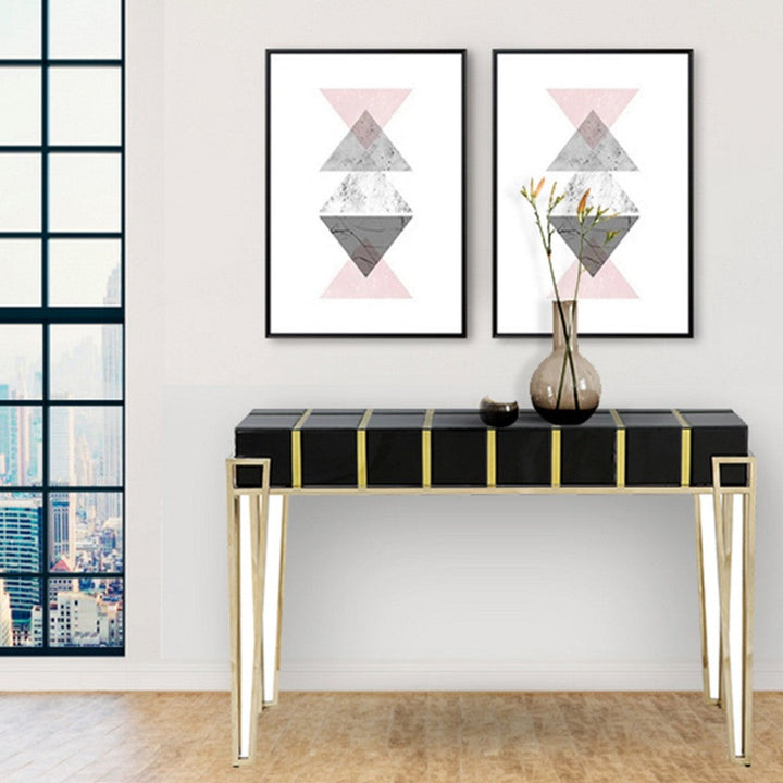 Gold and Black Sqaured Console Table Image 2