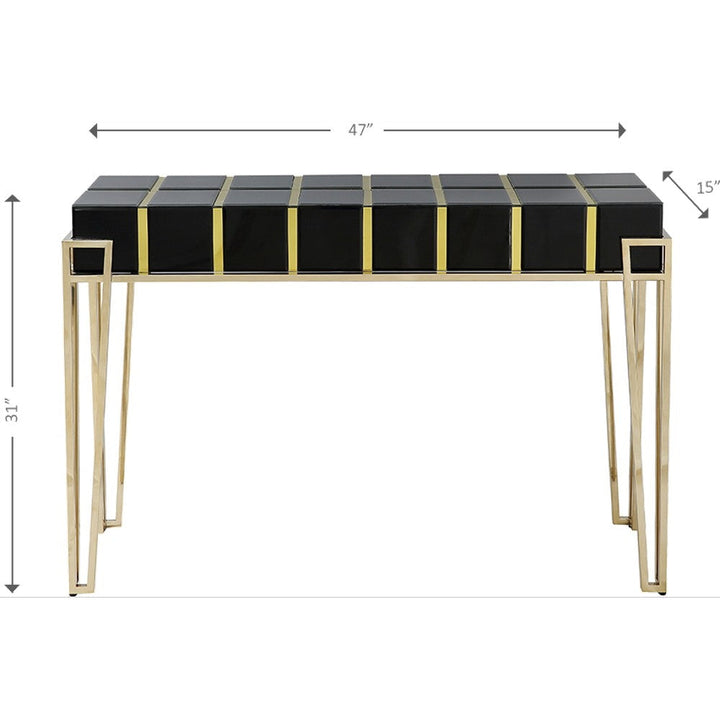 Gold and Black Sqaured Console Table Image 3