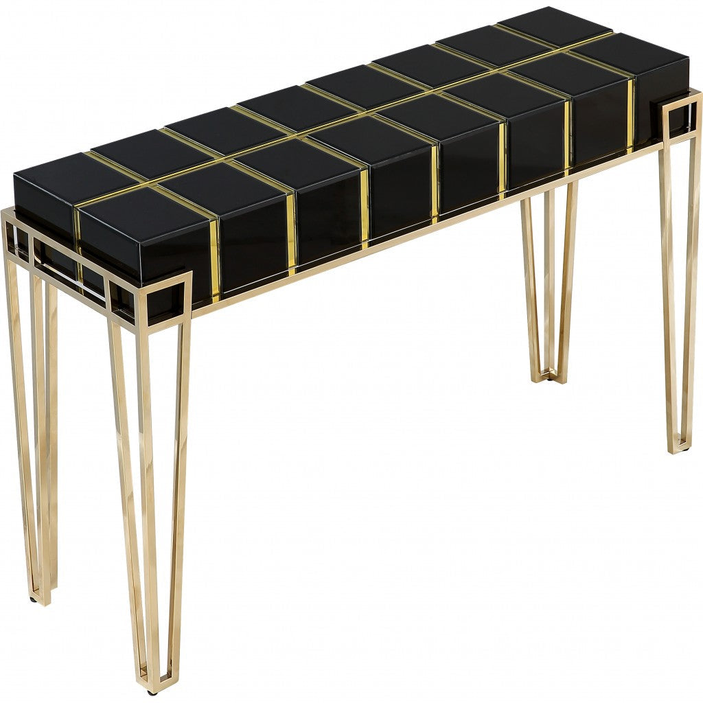 Gold and Black Sqaured Console Table Image 5