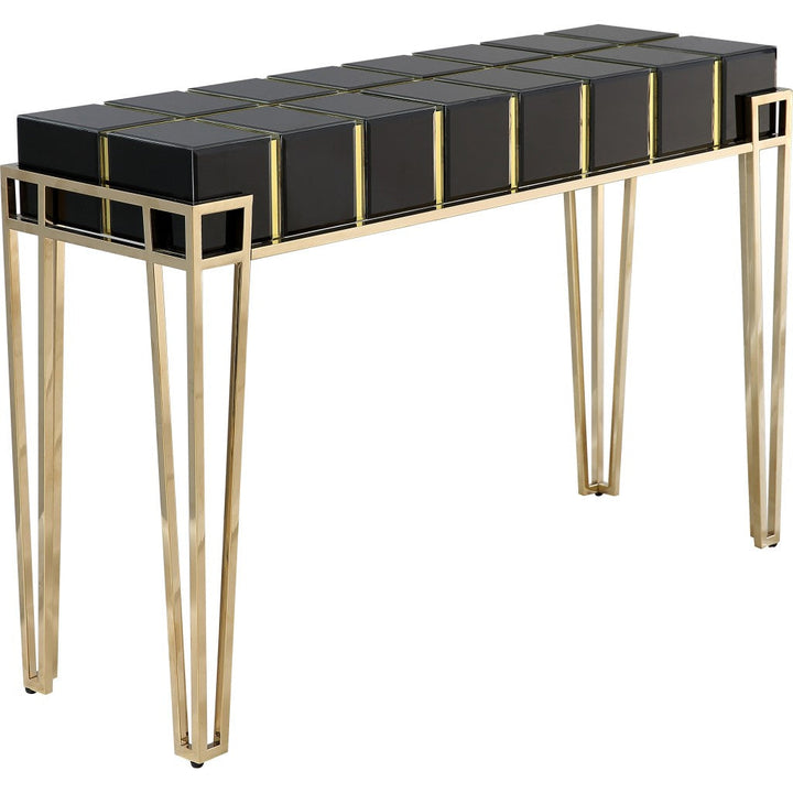 Gold and Black Sqaured Console Table Image 6