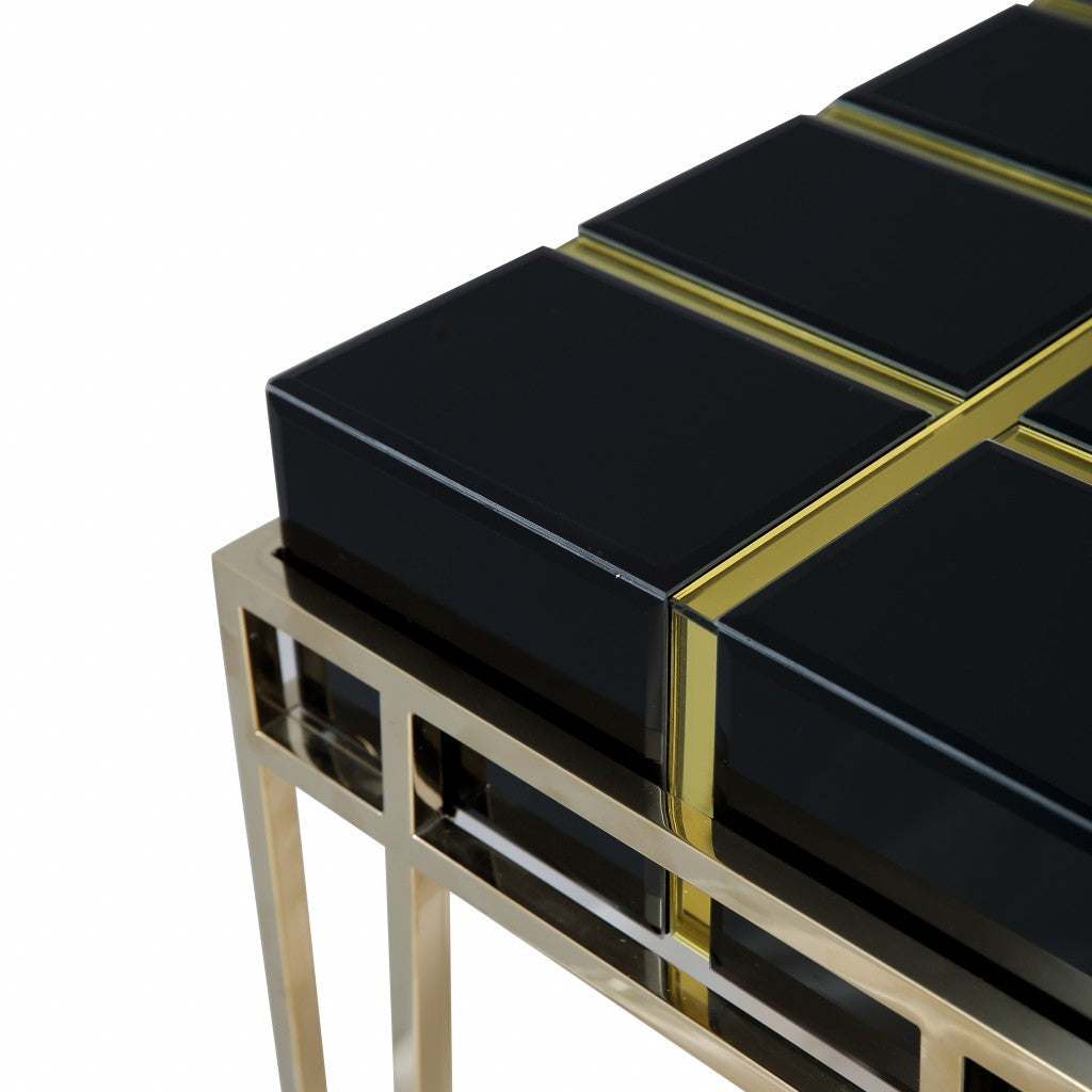 Gold and Black Sqaured Console Table Image 9