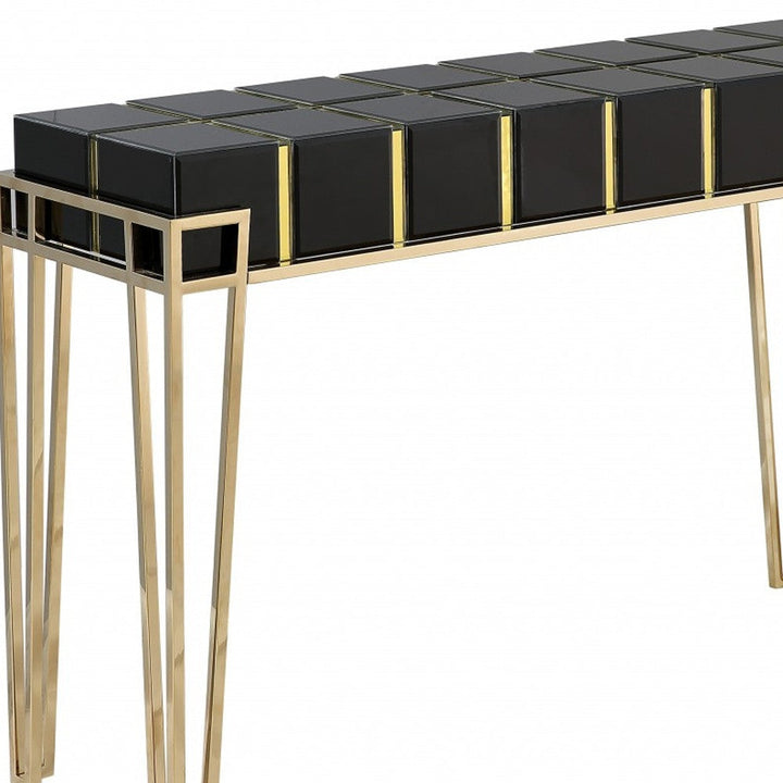 Gold and Black Sqaured Console Table Image 10