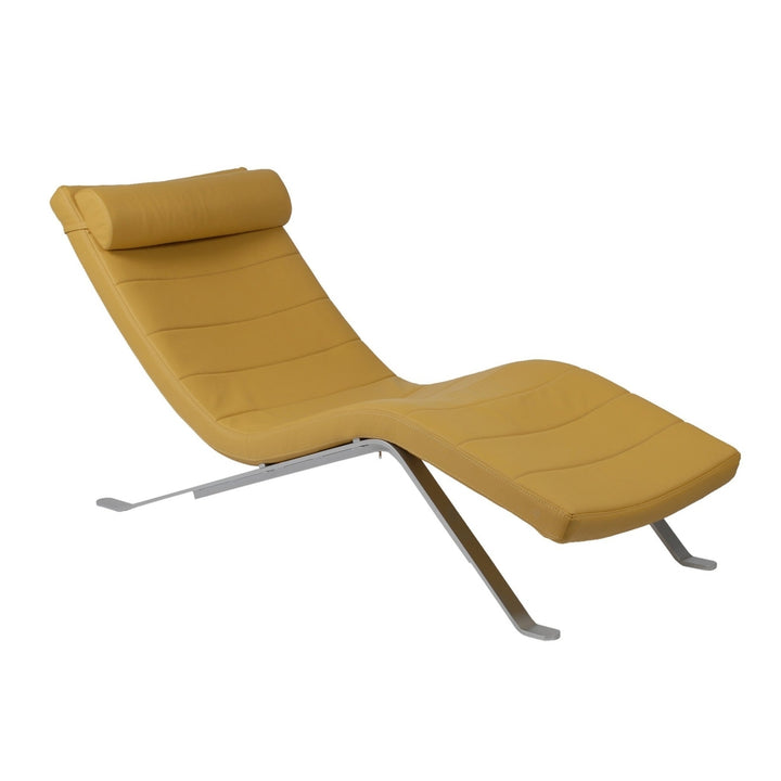 Goldenrod Faux Leather and Chrome Wavy Chaise Lounge Chair Image 1