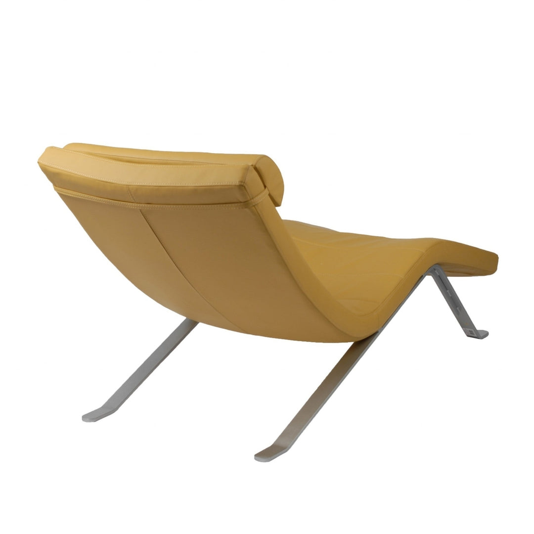 Goldenrod Faux Leather and Chrome Wavy Chaise Lounge Chair Image 3