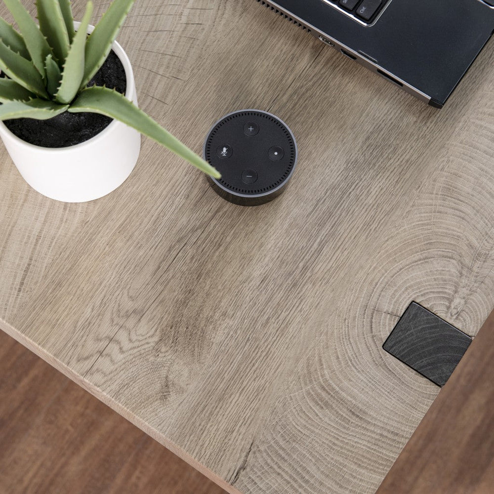 Modern Chunky Natural and Gray Wood Table Desk Image 2