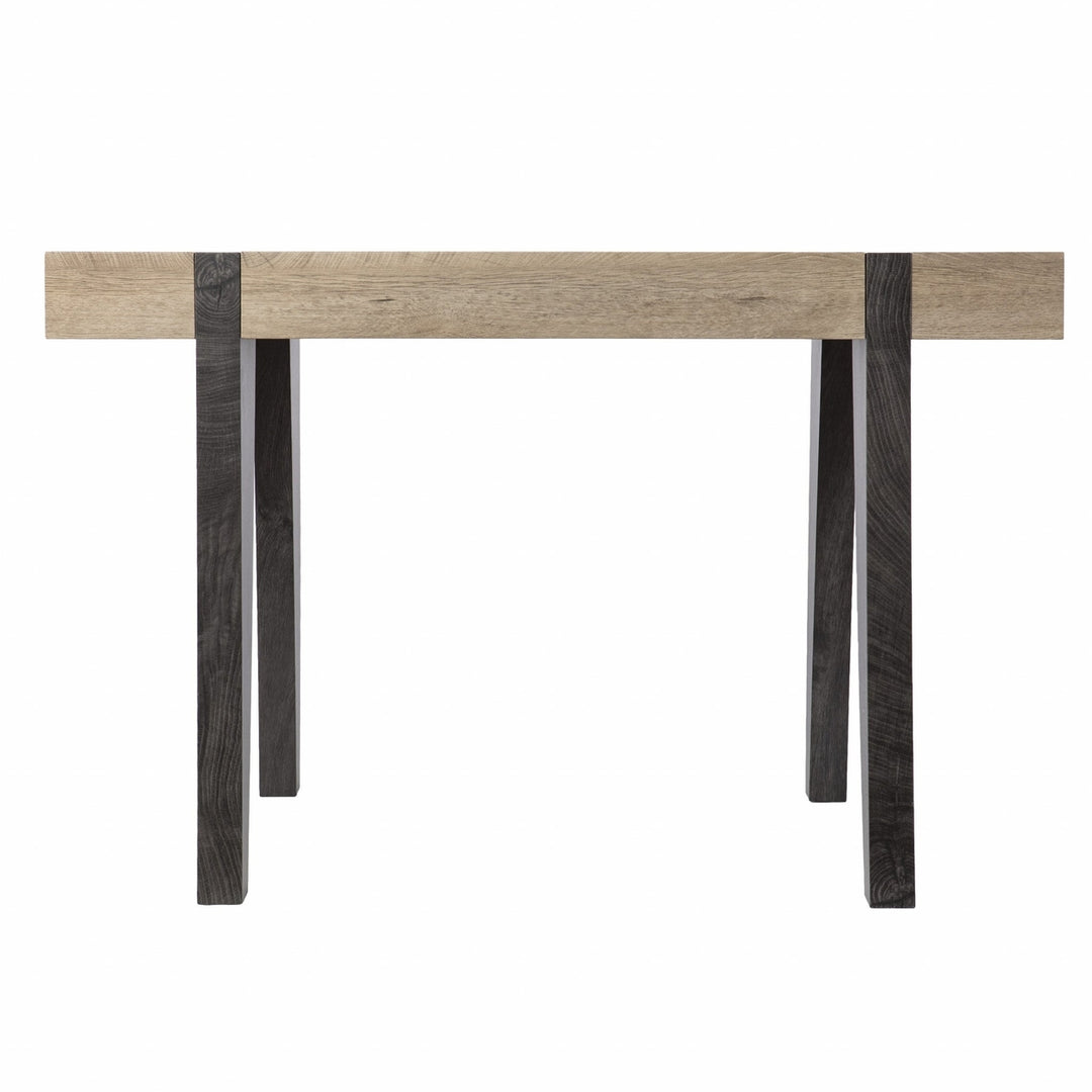 Modern Chunky Natural and Gray Wood Table Desk Image 3