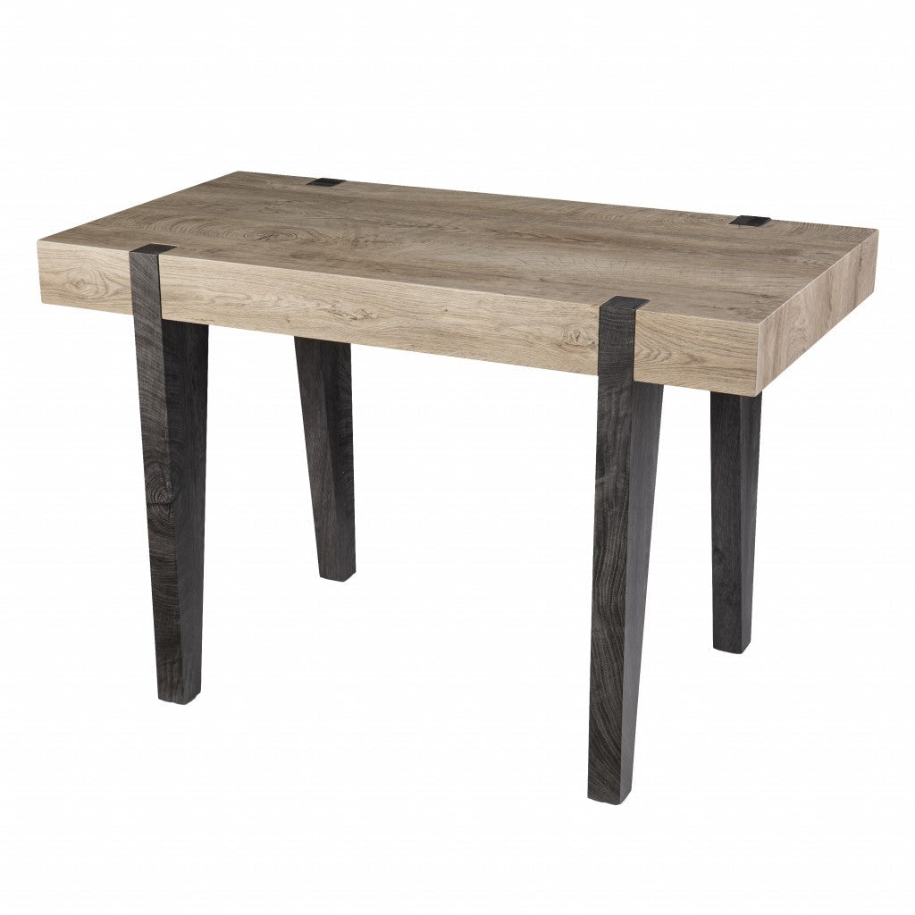 Modern Chunky Natural and Gray Wood Table Desk Image 4