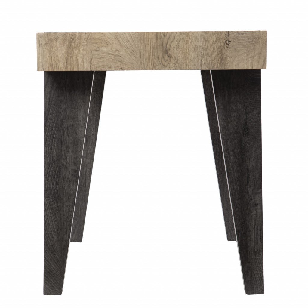 Modern Chunky Natural and Gray Wood Table Desk Image 5