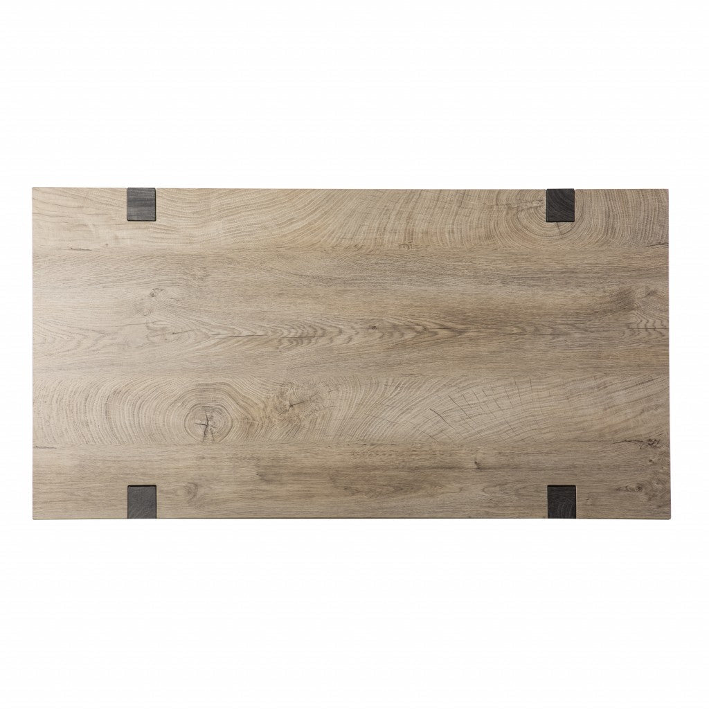 Modern Chunky Natural and Gray Wood Table Desk Image 6