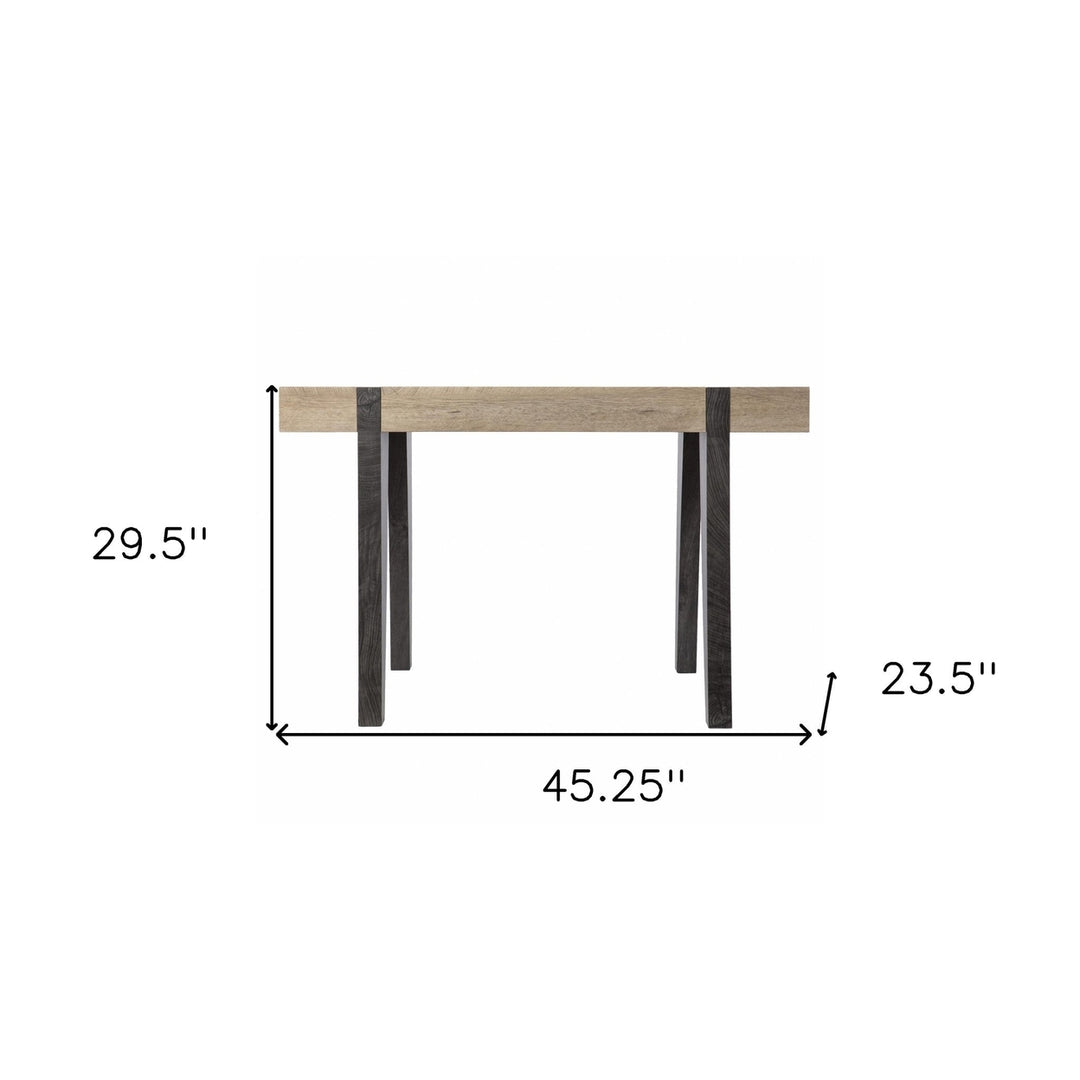 Modern Chunky Natural and Gray Wood Table Desk Image 8