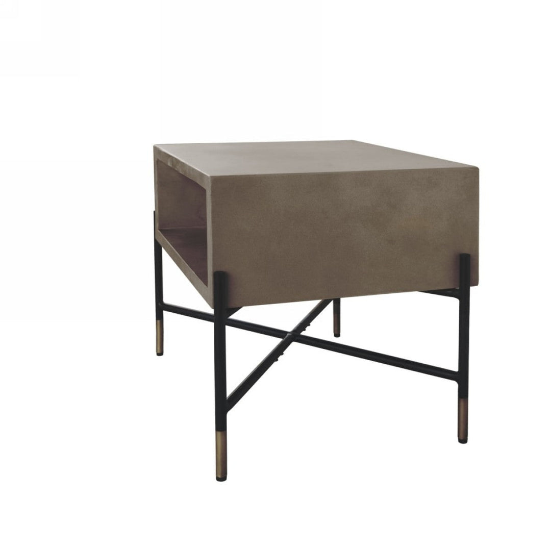 Modern Gray Concrete and Black Metal Coffee Table Image 3