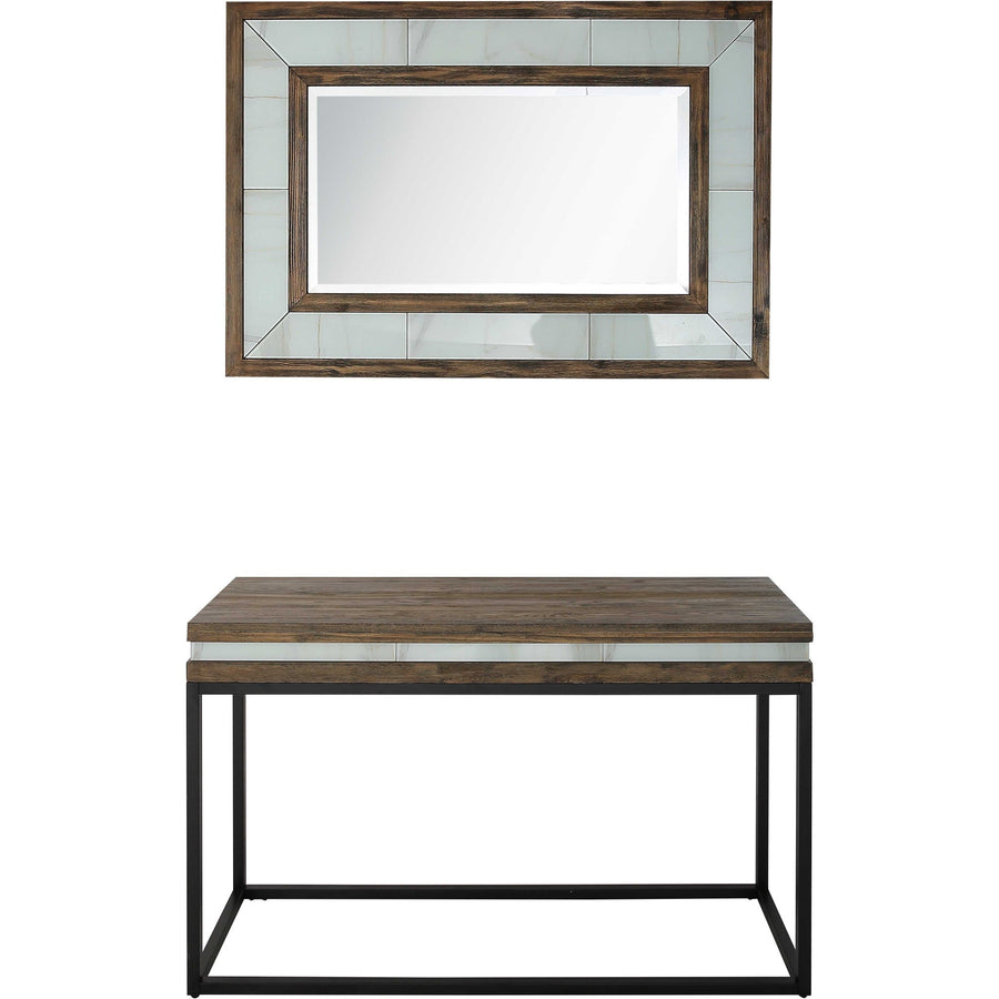 Set of Two 47" Brown and Black Frame Console Table Image 1