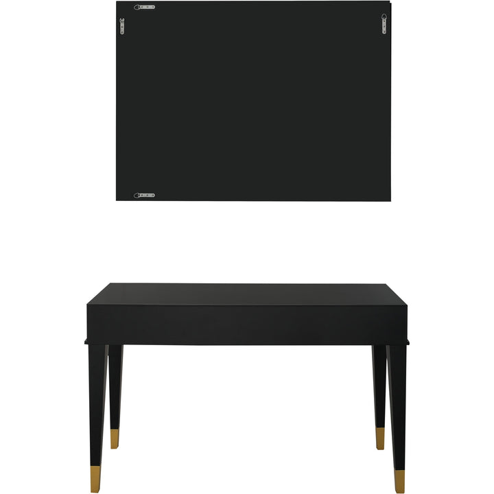 Set of Two 47" Black and Black and Gold Console Table And Drawers Image 5