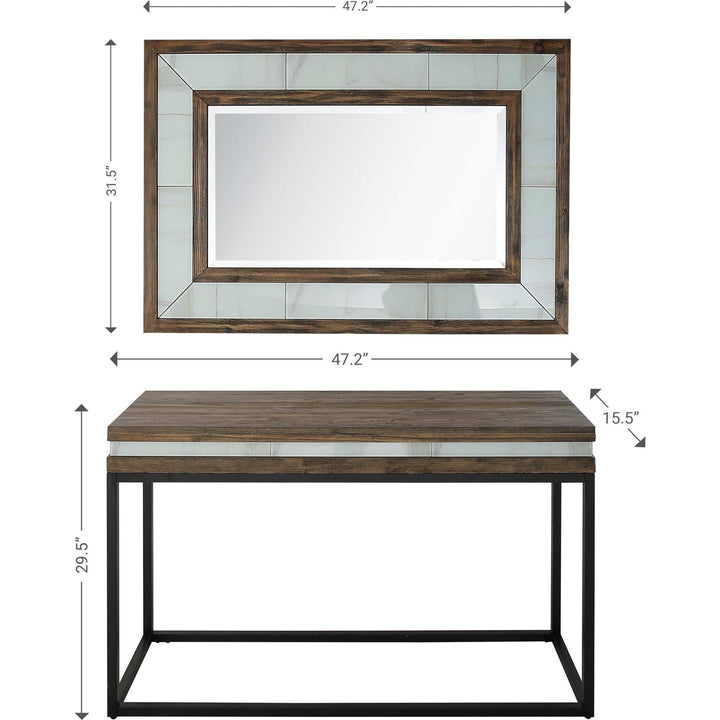 Set of Two 47" Brown and Black Frame Console Table Image 8