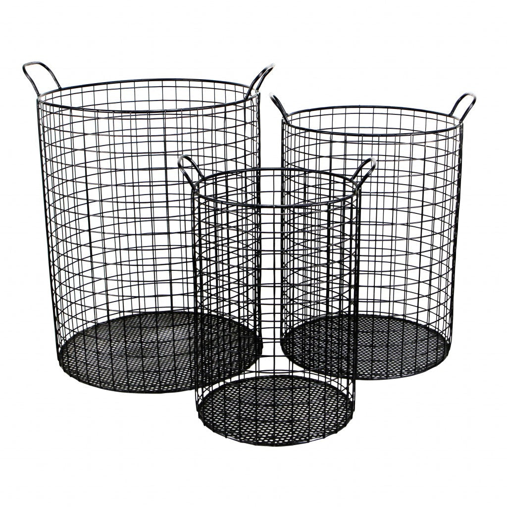 Set of Three Metal Wire Storage Baskets Image 4