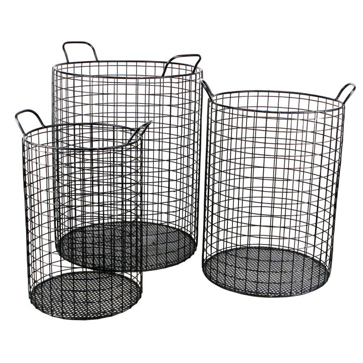 Set of Three Metal Wire Storage Baskets Image 5