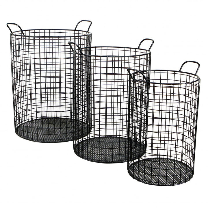 Set of Three Metal Wire Storage Baskets Image 6