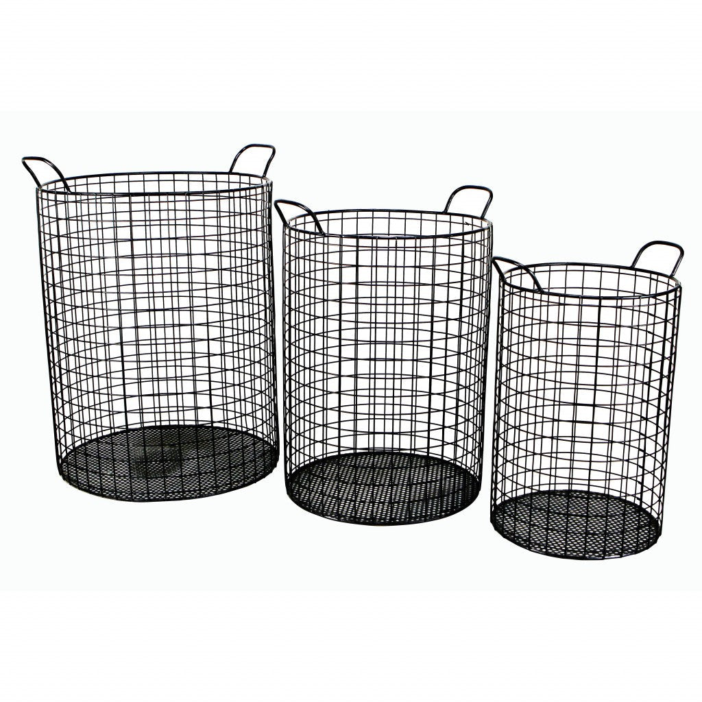 Set of Three Metal Wire Storage Baskets Image 7