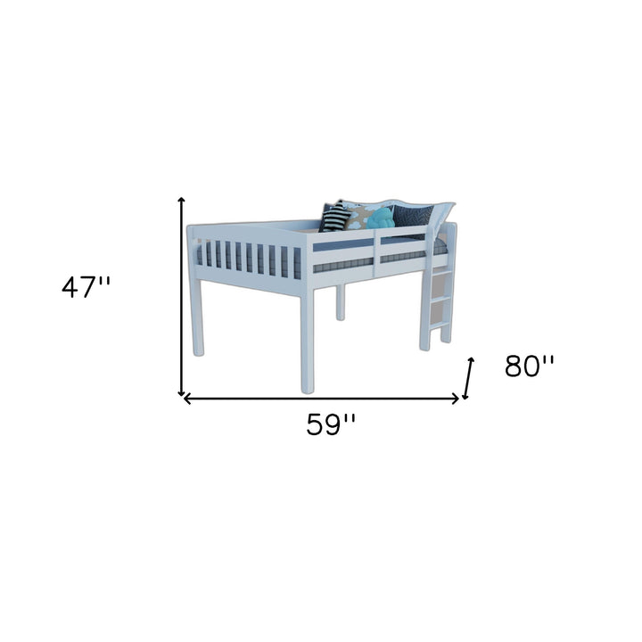 White Solid Wood Full Double Size Low Loft Bed Image 2