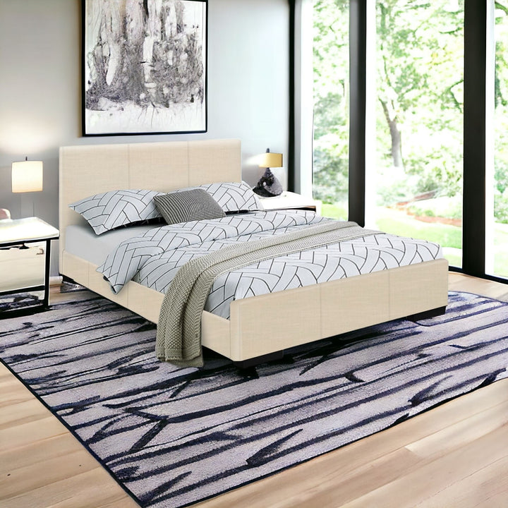 Beige Platform King Bed Image 10