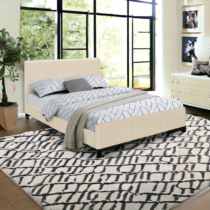 Beige Platform King Bed Image 11