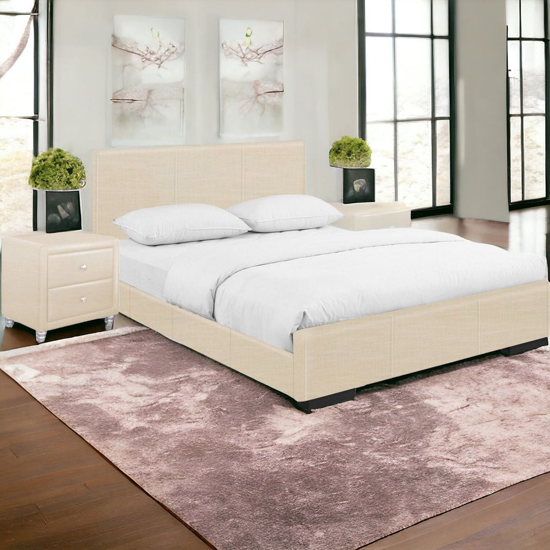 Solid Manufactured Wood Black Standard Bed Upholstered With Headboard Image 1