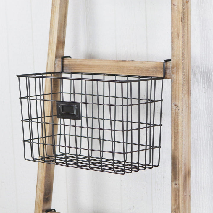 Wooden Ladder Storage Piece with 4 Baskets Image 4