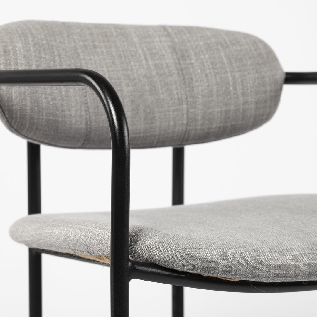 Set Of Two Gray And Black Upholstered Fabric Arm Chairs Image 7