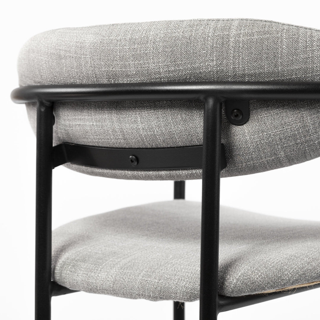 Set Of Two Gray And Black Upholstered Fabric Arm Chairs Image 9