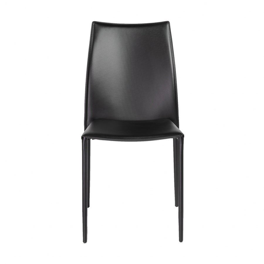 Set of Two Premium All Black Stacking Dining Chairs Image 1