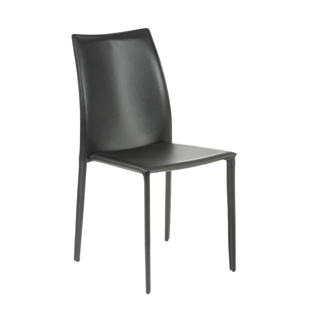 Set of Two Premium All Black Stacking Dining Chairs Image 2