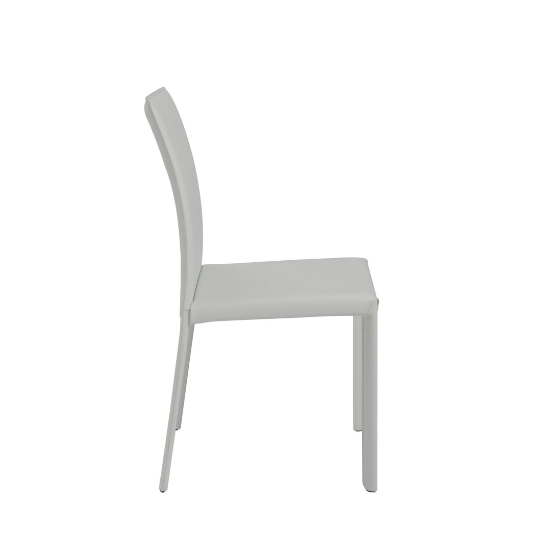 Set of Two White Upholstered Leather Dining Side Chairs Image 3