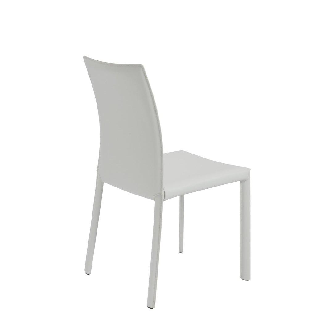 Set of Two White Upholstered Leather Dining Side Chairs Image 4