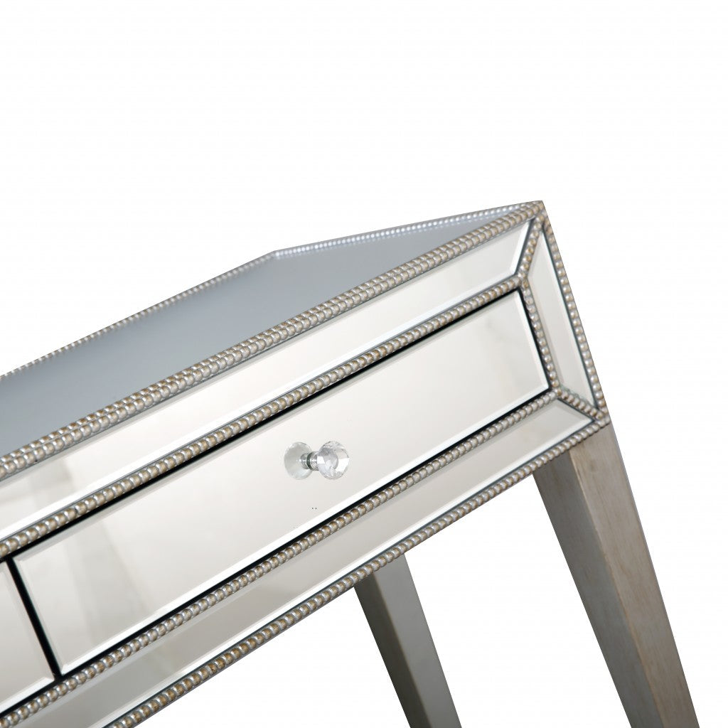 Silver Beaded Console Table Image 9