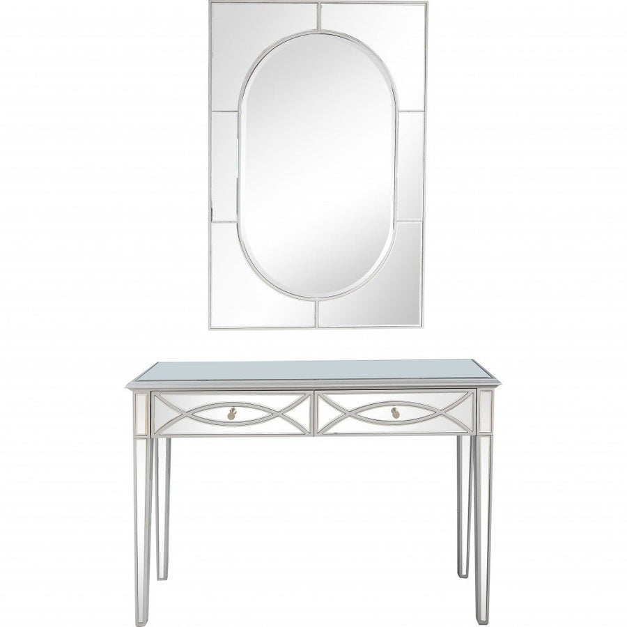 Silver Glass Mirror and Console Table Image 1