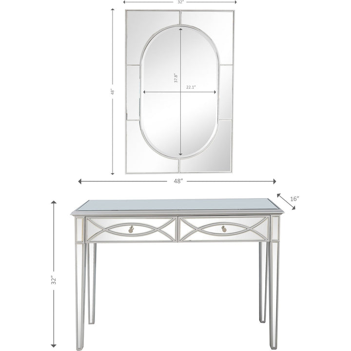 Silver Glass Mirror and Console Table Image 3