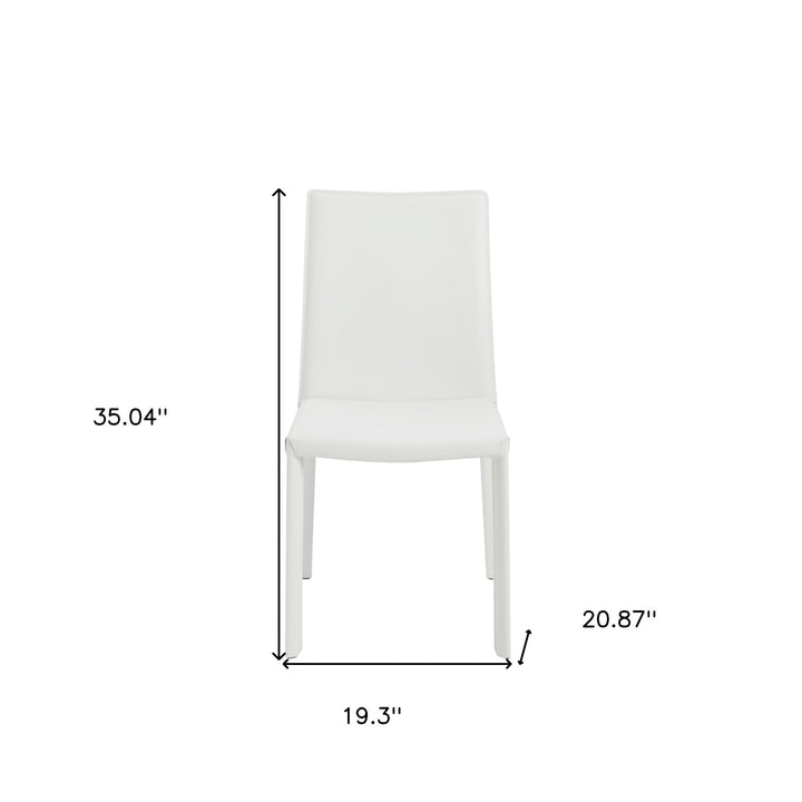 Set of Two White Upholstered Leather Dining Side Chairs Image 8