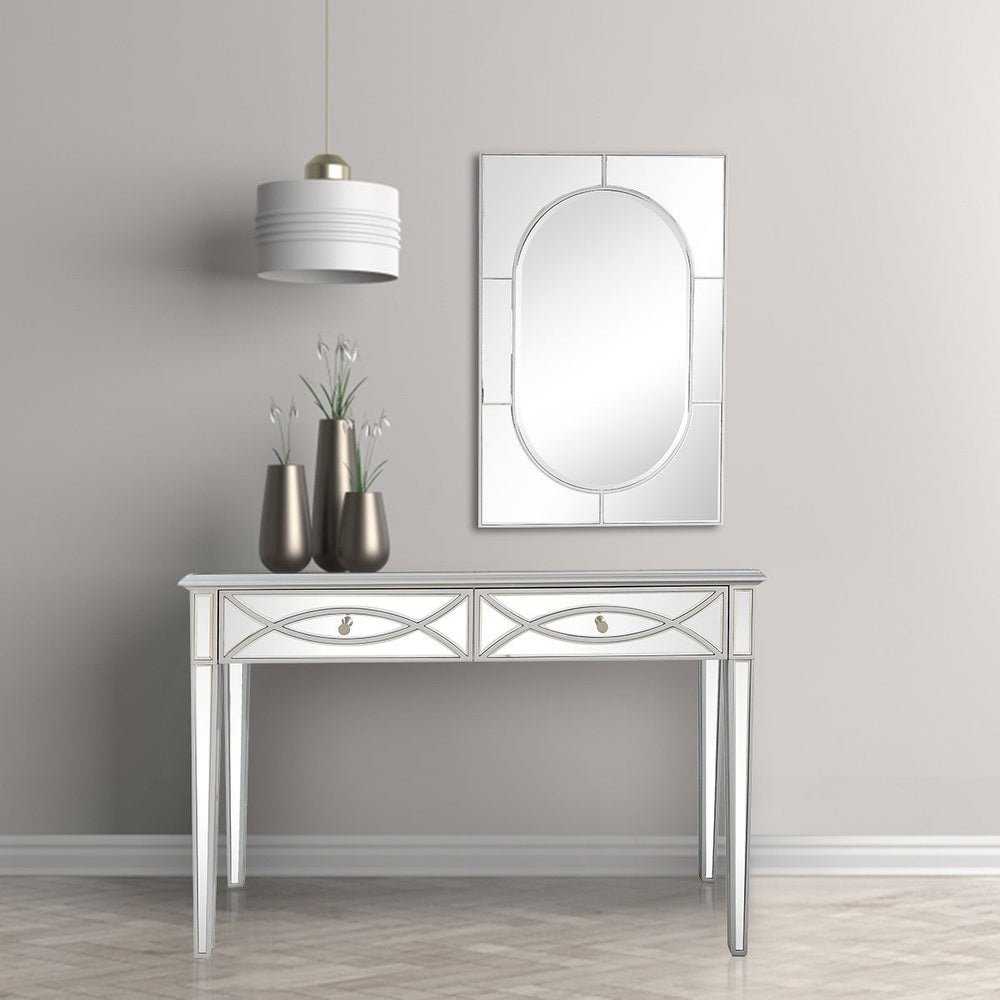 Silver Glass Mirror Console Table Image 2