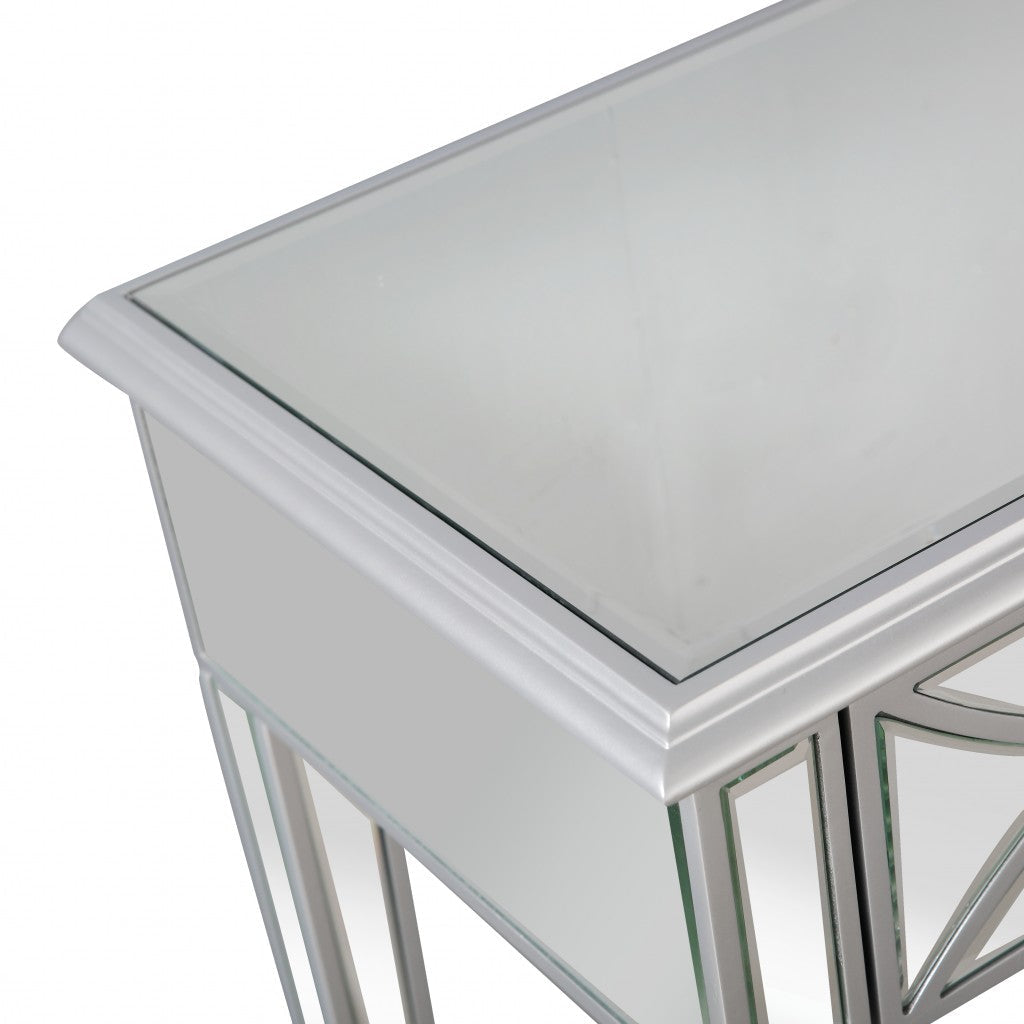 Silver Glass Mirror Console Table Image 7