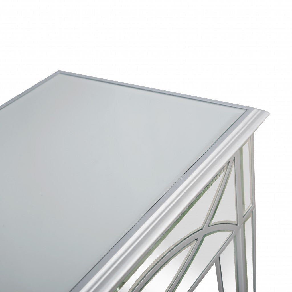 Silver Glass Mirror Console Table Image 8