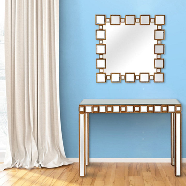 Square Reflective Mirror and Console Table Image 2