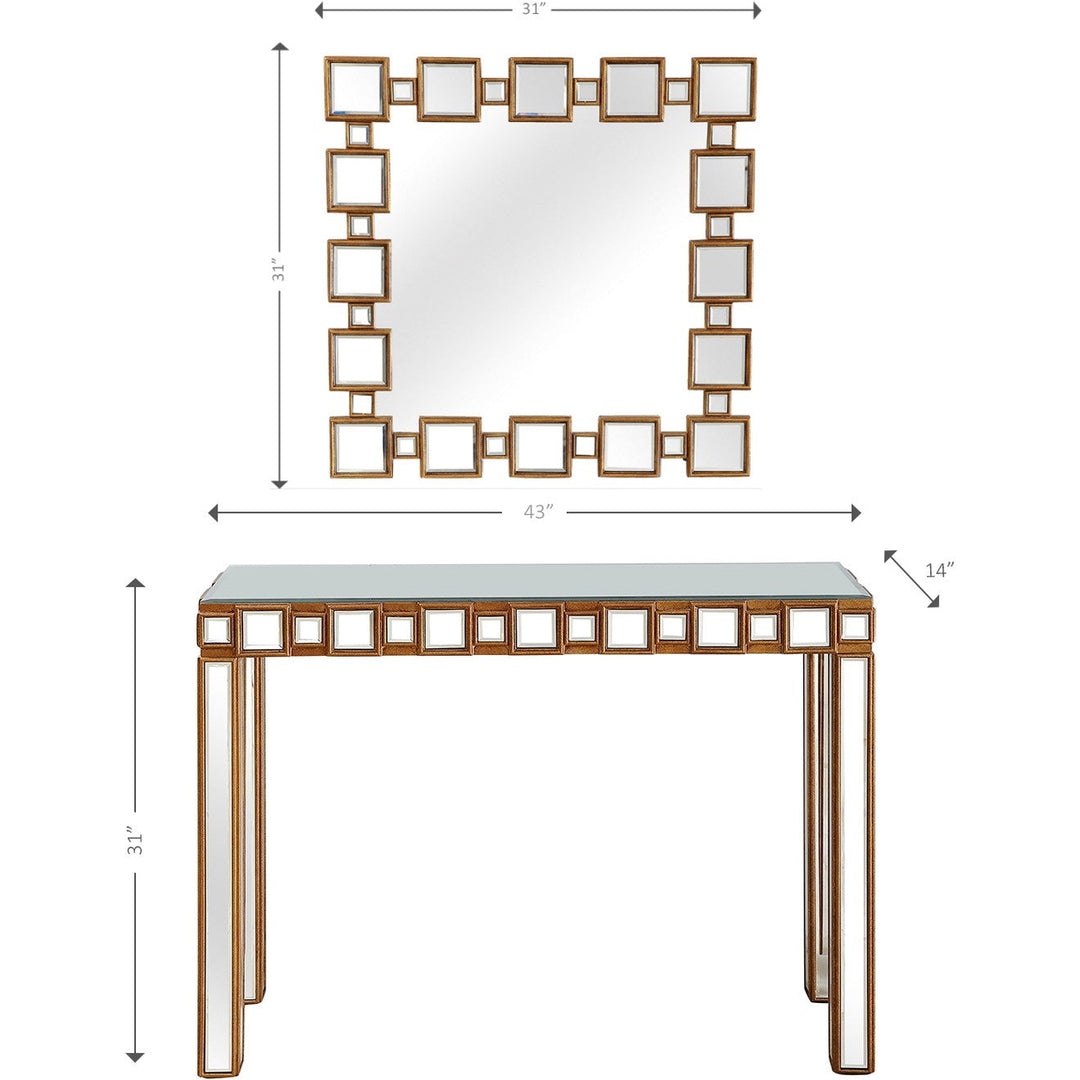 Square Reflective Mirror and Console Table Image 3