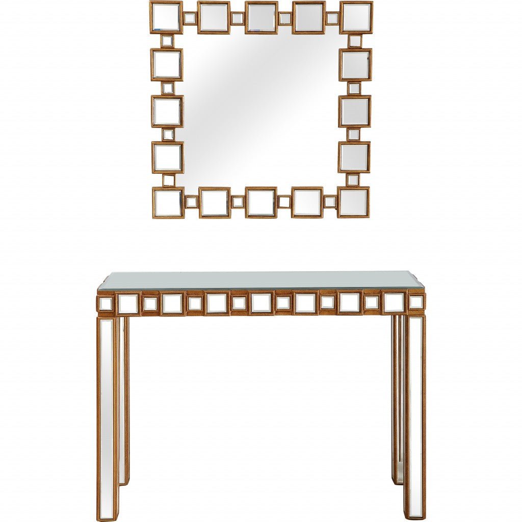 Square Reflective Mirror and Console Table Image 4