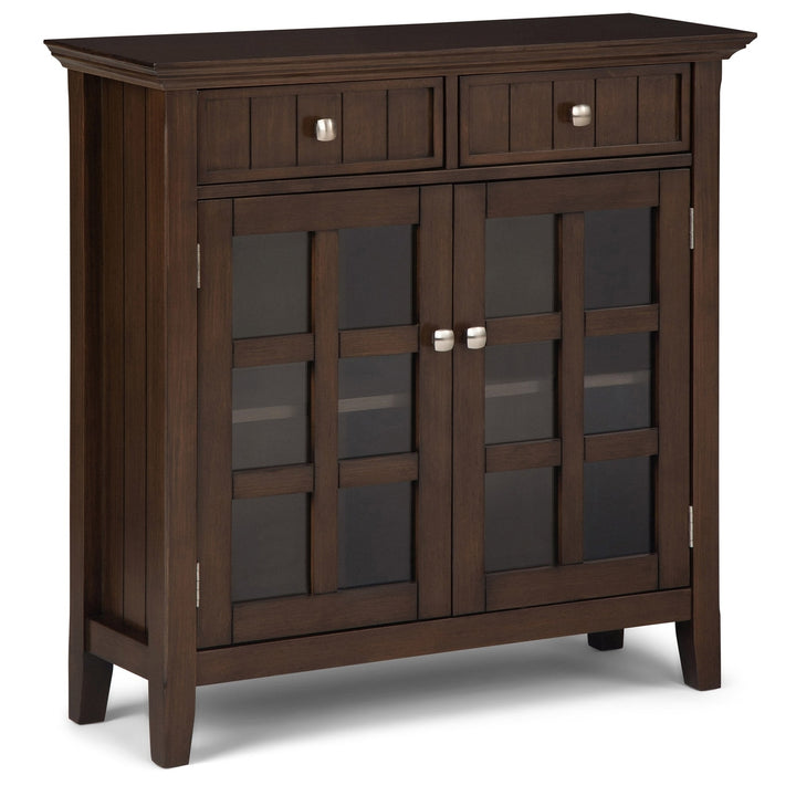 Acadian Entryway Storage Cabinet Dark Tobacco Brown Solid Pine Handcrafted Image 2