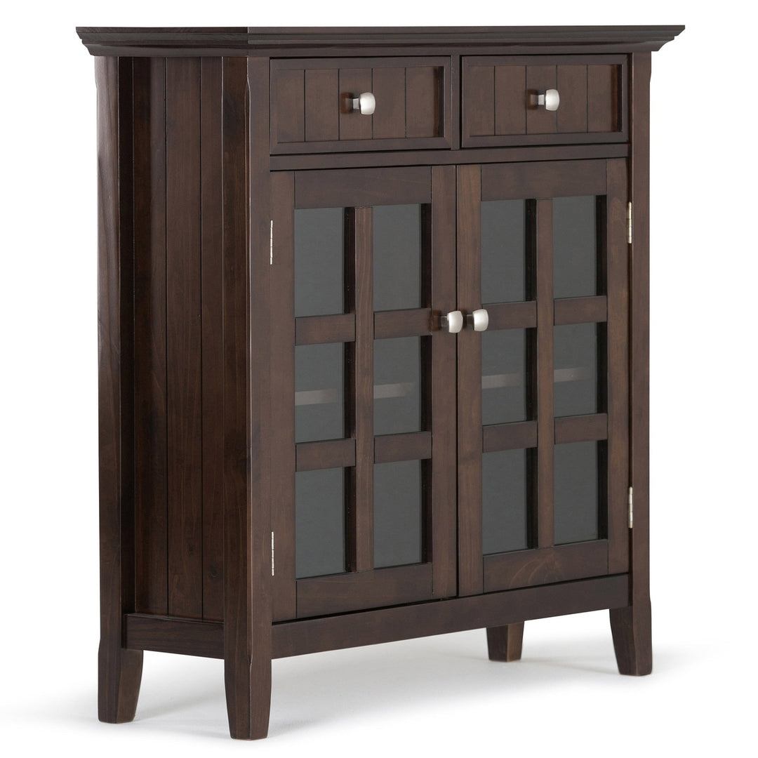 Acadian Entryway Storage Cabinet Dark Tobacco Brown Solid Pine Handcrafted Image 4