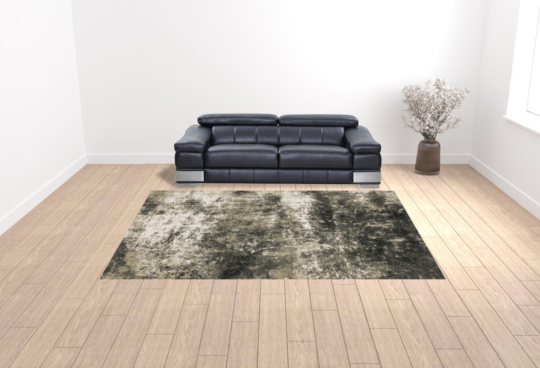 10 X 13 Charcoal Grey And Beige Abstract Power Loom Stain Resistant Area Rug Image 2