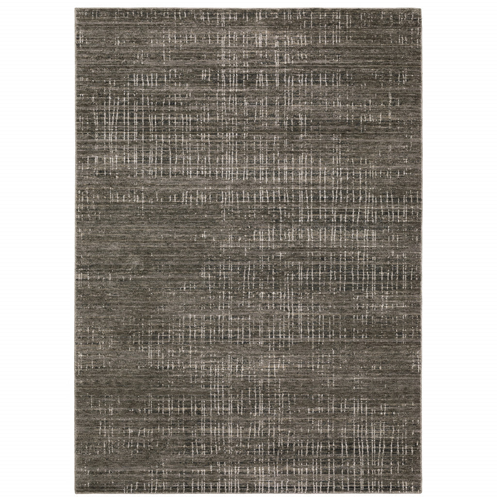 10 X 13 Charcoal Grey Grey Ivory Tan And Brown Abstract Power Loom Stain Resistant Area Rug Image 1