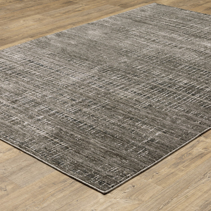 10 X 13 Charcoal Grey Grey Ivory Tan And Brown Abstract Power Loom Stain Resistant Area Rug Image 7