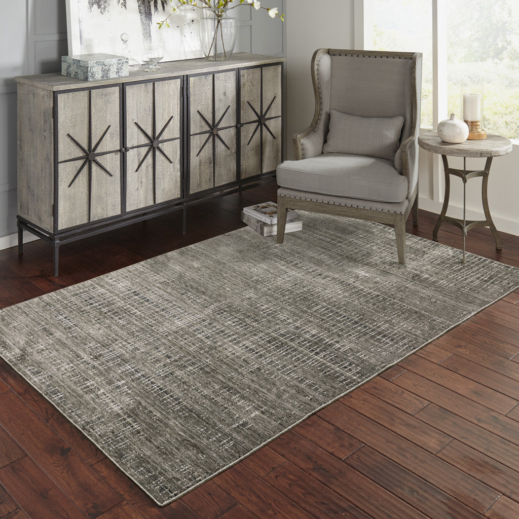 10 X 13 Charcoal Grey Grey Ivory Tan And Brown Abstract Power Loom Stain Resistant Area Rug Image 10